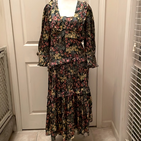 NWOT LOVESHACKFANCY LORENCIA FLORAL TIERED RUFFLE MAXI LONG SLEEVE DRESS SZ 6 - Picture 5 of 16